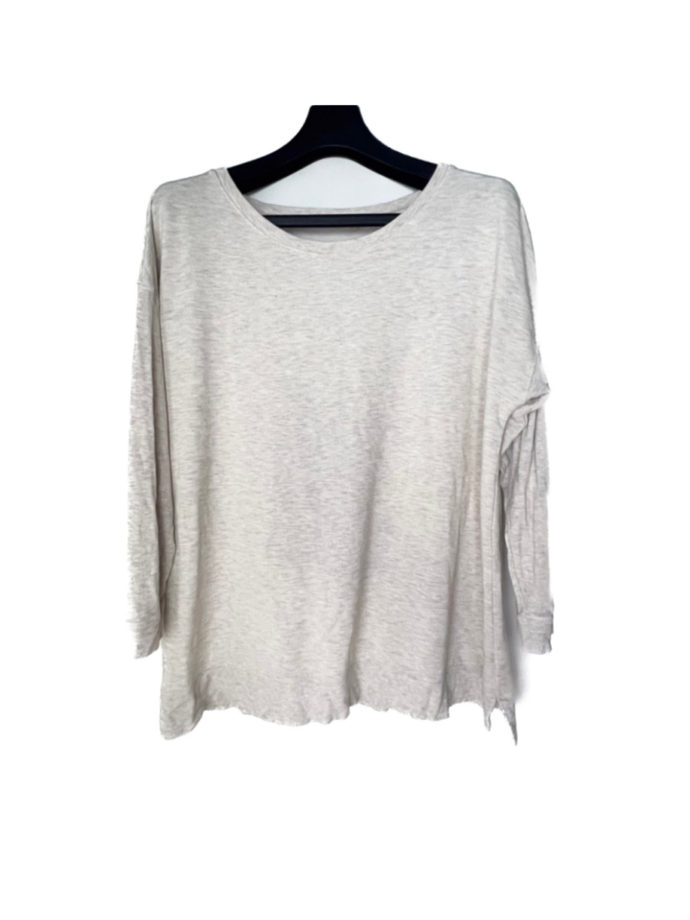 Soft Surroundings Oatmeal Heather Knit Pullover Top Womens Sz XL Soft Minimalist
